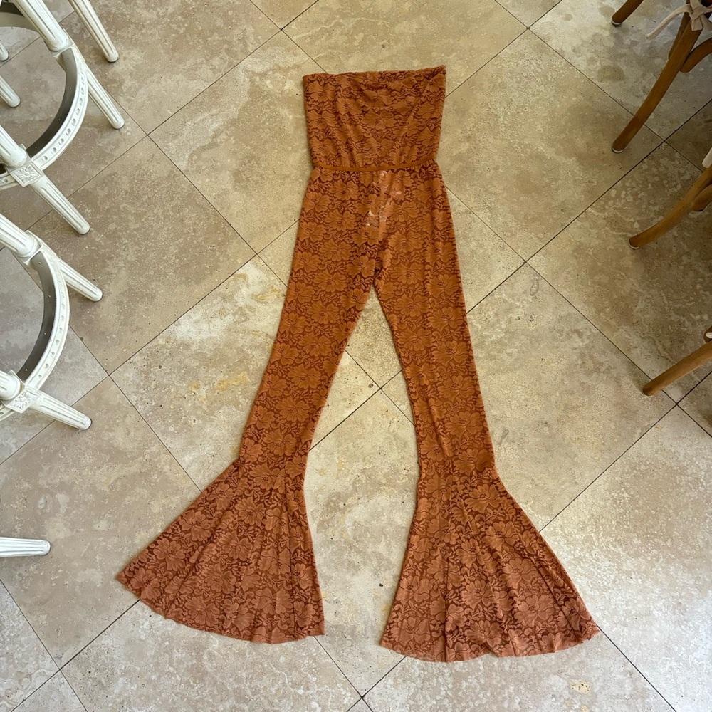 NWT We Are HAH by Free People Copper lace bellbottoms with a skirt. Med - Picture 13 of 14